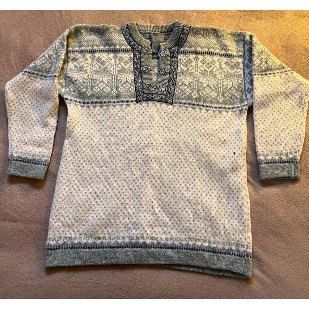 Vintage Nordic Fair Isle Wool Sweater Squaw Valley Woman's M Toggle Ski Alpine